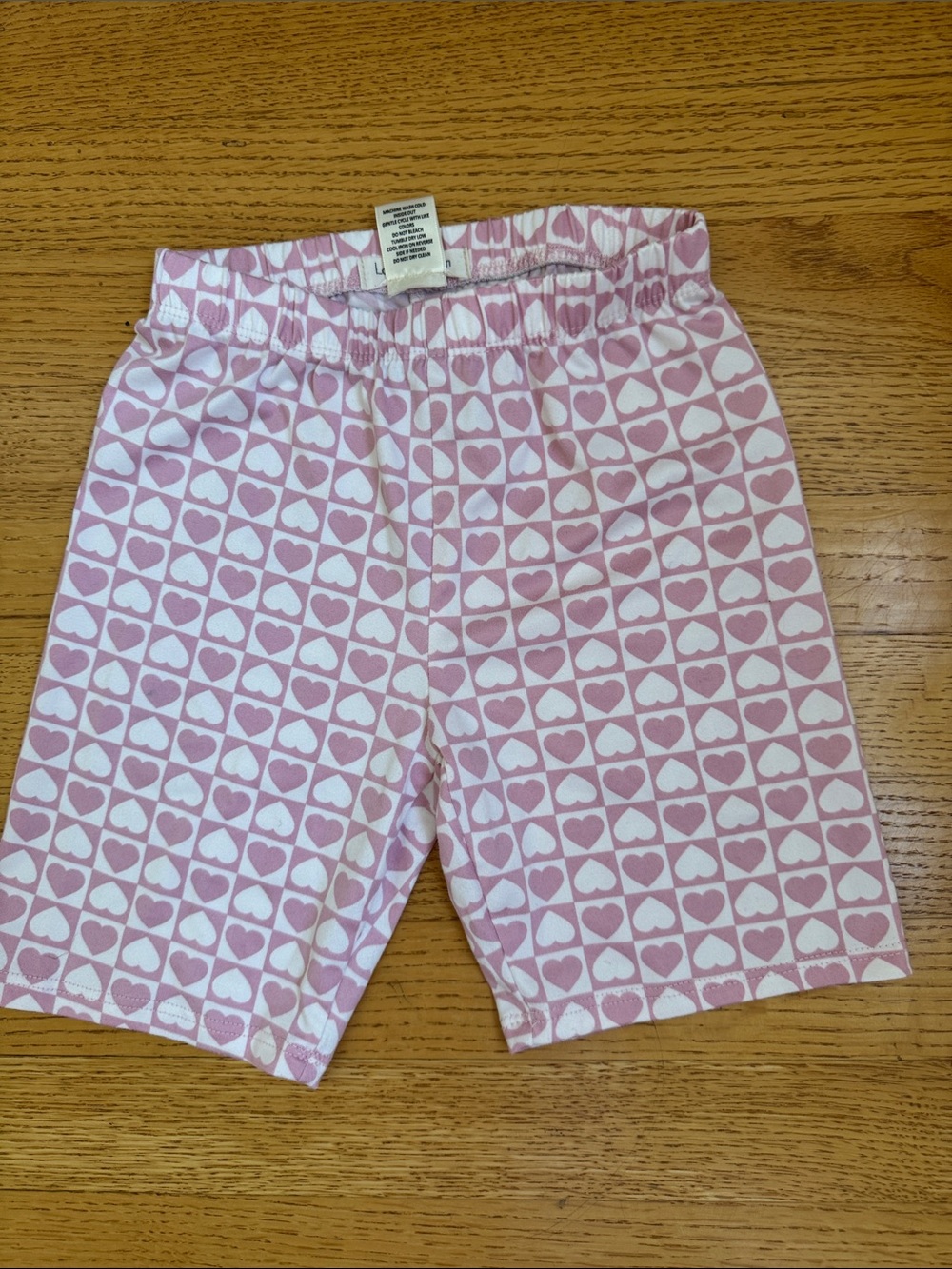Girls Pink Heart-Print Pull-On Shorts